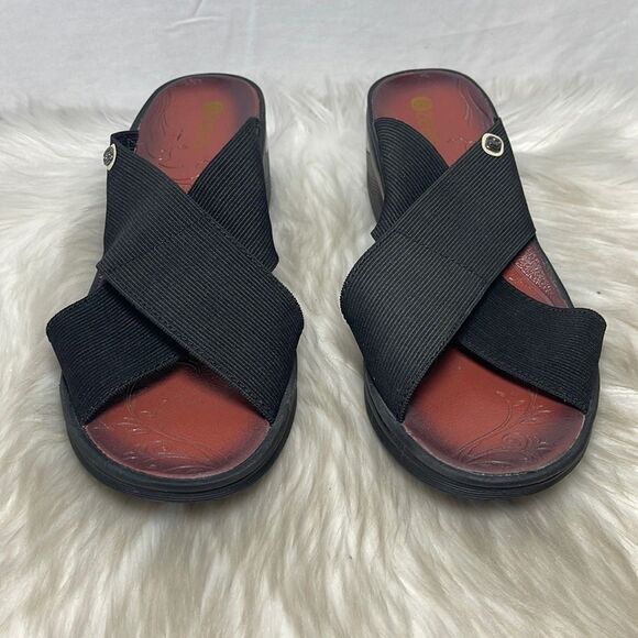 Bzees Desire Black Washable Stretch Wedge Sandals Sz 8 - Picture 2 of 6